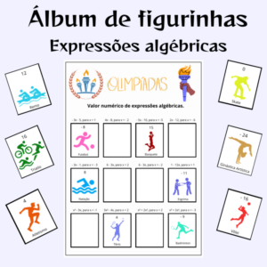 Expressões algébricas (valor numérico) – álbum de figurinhas