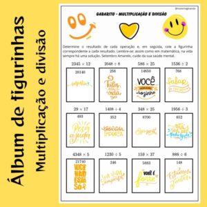 Álbum de Figurinhas – Setembro Amarelo: Multiplicação e Divisão