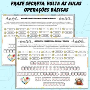 🖋️ Frase Secreta: Volta às Aulas - Adição, Subtração, Multiplicação e Divisão🎉