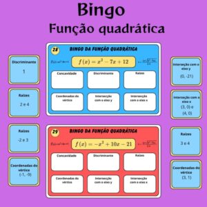 Bingo Matemático: Função Quadrática – 30 Cartelas
