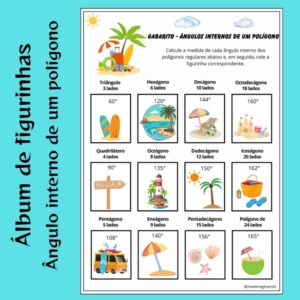 Álbum de Figurinhas: Ângulo interno de um polígono com Tema de Praia 🌴🏖️