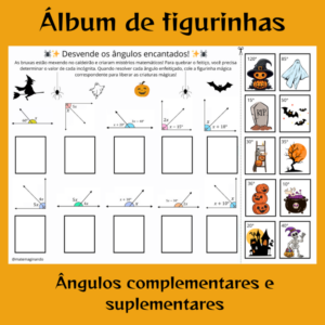 🎃🕷️Álbum de Figurinhas de Ângulos Complementares e Suplementares – Tema Halloween 🎃🕷️