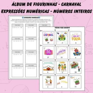 🎭✨ Álbum de Figurinhas Matemáticas – Tema Carnaval! 🎉💛