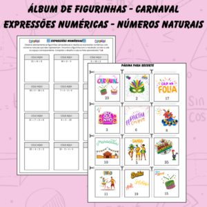 Álbum de Figurinhas - Expressões Numéricas - Números Naturais - Carnaval 🎭🎉