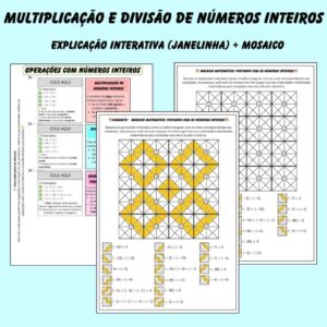 Janelinha Interativa – Multiplicação, Divisão e Quantidade de Fatores Negativos + Mosaico Matemático 🧮🎨
