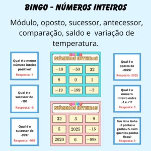 🎲 Bingo – Números Inteiros 🧠