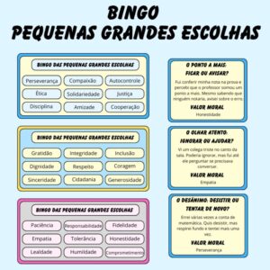 🎲 Bingo das Pequenas Grandes Escolhas – Valores Morais para Viver e Conviver 🌱✨