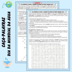 🔎💧 Caça-Palavras – Dia Mundial da Água: A Missão de Cuidar do Nosso Tesouro Azul! 🌍