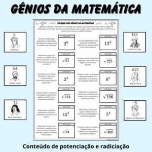 Gênios da Matemática — Álbum de Potenciação e Radiciação