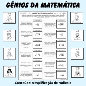Gênios da Matemática — Álbum de Simplificação de Radicais