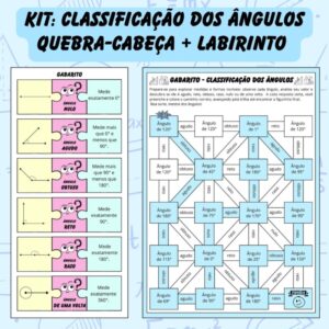 KIT: CLASSIFICAÇÃO DOS ÂNGULOS – QUEBRA-CABEÇA + LABIRINTO 📐🧩
