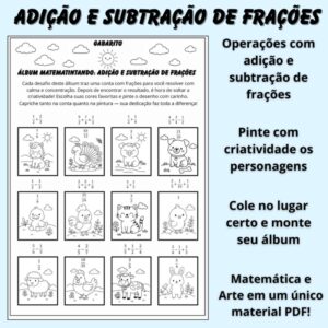 🐾 Álbum Matematintando – Adição e Subtração de Frações 🐾
