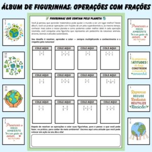 🌱 Álbum de Figurinhas: Operações com Frações + Meio Ambiente🌱