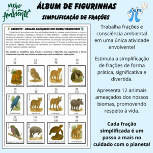 🌱 Álbum de Figurinhas – Simplificação de Frações + Meio Ambiente 🐾
