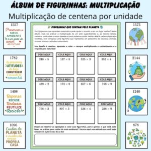 🌱 Álbum de Figurinhas – Multiplicação (centena × unidade) e Meio Ambiente ♻️