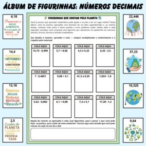 📘 Álbum de Figurinhas: Números Decimais + Meio Ambiente 🌱💡