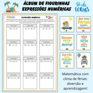 Álbum de Figurinhas – Expressões Numéricas (Tema Férias)