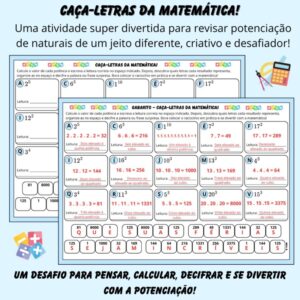 Caça-Letras da Matemática – Potenciação (Férias)