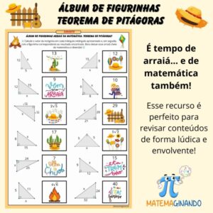 🎉 Álbum de Figurinhas – Arraiá da Matemática: Teorema de Pitágoras! 🎉