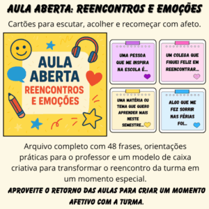Aula Aberta: Reencontros e Emoções – Arquivo para roda de conversa, volta às aulas e atividades socioemocionais