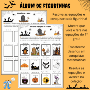 Álbum de Figurinhas Halloween: Desafio das Equações do 1º Grau!