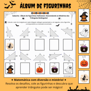 Álbum de Figurinhas: Teorema de Pitágoras - Tema Halloween