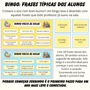 Bingo Volta às Aulas - Frases Típicas dos Alunos