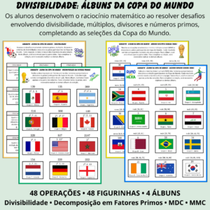 Álbum da Copa do Mundo com Divisibilidade, Fatores Primos, MDC e MMC
